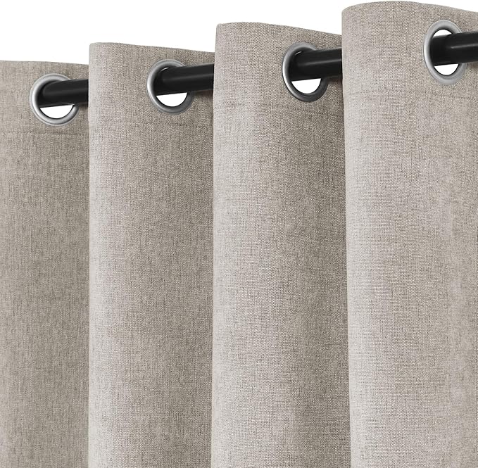 Macochico Thermal Blackout Chenille Curtains 100% Blackout Window Draperies for Living Room Bedroom Auditorium Banquet Hotel Beige Taupe Curtains with Tieback Classic Home Decor 72" Wx102 L 1 Panel