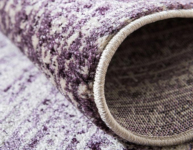 Unique Loom Del Mar Collection Area Rug - Jennifer (2' 7" x 10' Runner, Purple/ Ivory)