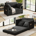 51" Loveseat Sleeper Sofa Bed, Chenille Convertible Floor Sofa Bed for Small Spaces, Folding Couch Bed with Deep Seat, 2 Pillows & Solid Frame, Pull Out Floor Couch for Living Room, Black
