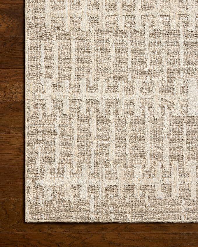 Loloi Amber Lewis Bexley Collection BEX-02 Taupe/Natural 6'-6" x 9'-3" Area Rug Neutral, Textured, Living, Bedroom, Dining, Carpet