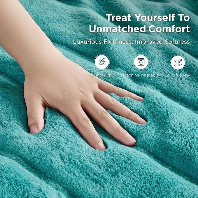 Sophia & William Throw Blanket for Couch Sofa(50x60 Inches) - Faux Fur Throw Soft Cozy, Gifts for Women, Teal
