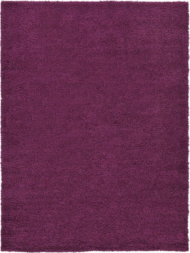 Unique Loom Solid Shag Collection Area Rug (8'x 11' Rectangle, Eggplant Purple)