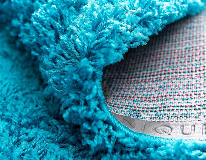 Unique Loom Solid Shag Collection Area Rug (2' 7" x 10' Runner Turquoise)