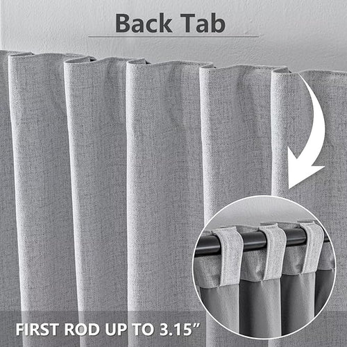 100% Blackout Curtains for Living Room, 96 Inch Curtains 2 Panel Set Light Blocking, Back Tab & Rod Pocket Thermal Insulated Drapes Bedroom Windows Home Decor(52W × 96L inch, Greyish White)