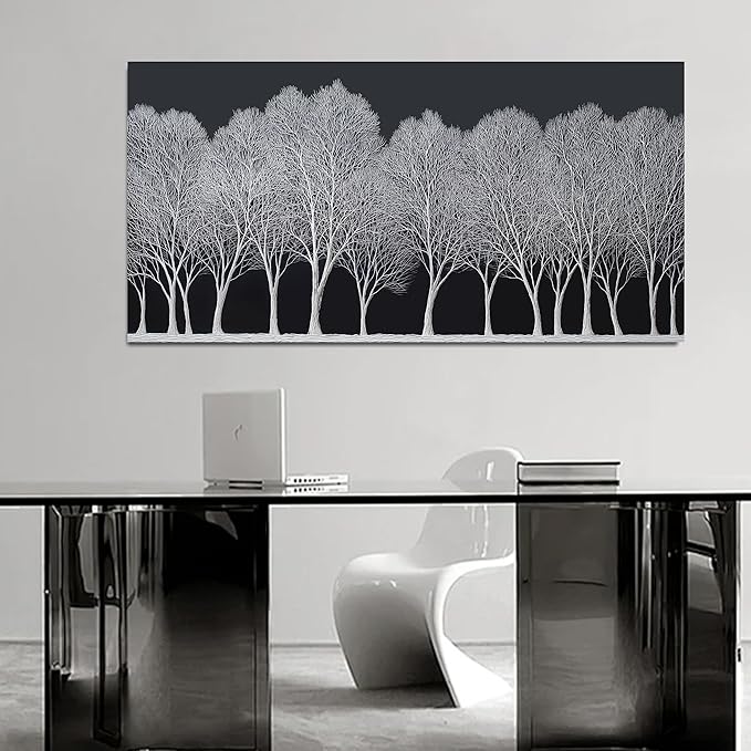 Trogonup Black and White Wall Art for Bedroom Large Forest Picture Landscape Tree Artwork for Living Room Home Office Modern Canvas Prints Ready to Hang 20"x40"