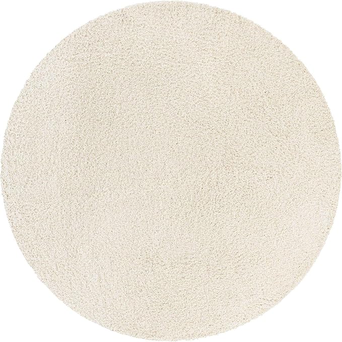 Unique Loom Solid Shag Collection Area Rug (10' 2" Round, Snow White)