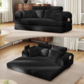 Upgrade High Backrest Design Sofa Bed with Fixed-Shape Frame & Removable Armrests and Backrest, Corduroy Fabric, Convertible Mattress Couch for Small Spaces - No Assembly Needed (High Backrest Black)