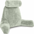 Husband Pillow XXL Reading Pillow for Bed Backrest with Arms - Desert Sage Adult - Unmatched Support Pillow for Sitting Up in Bed - Shredded Memory Foam Comfy Microplush Cover & Detachable Neck Roll