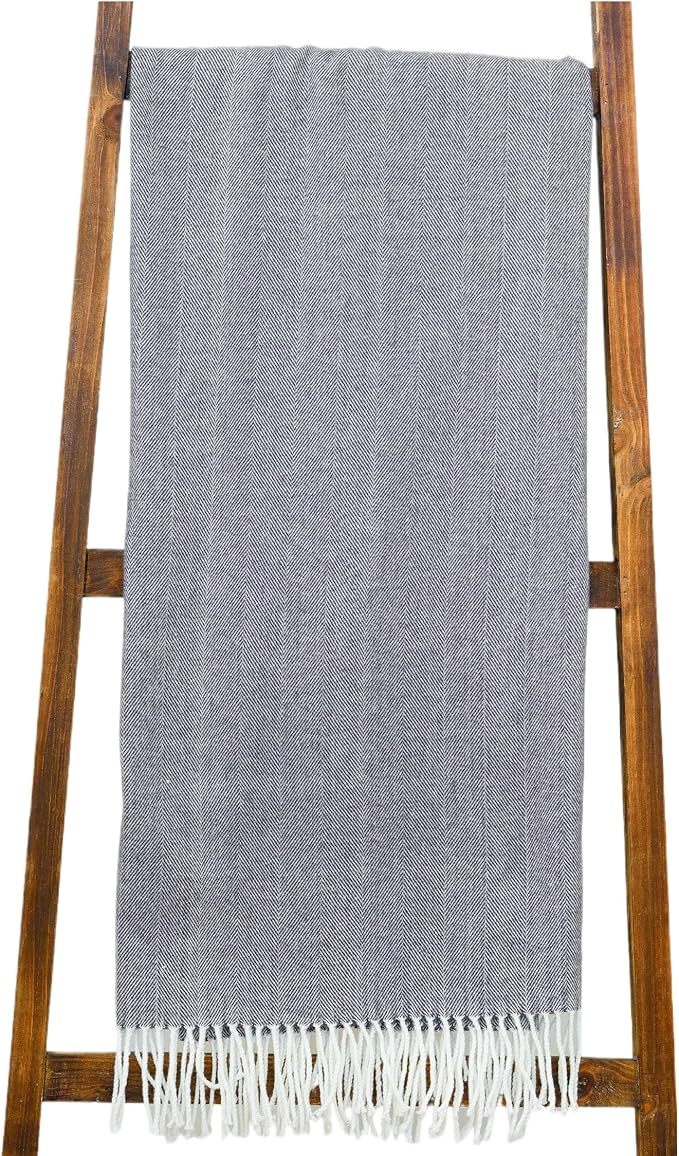 Alashan Cotton Acrylic Adirondack Herringbone Woven Throw - Throw Blanket - Soft, Lightweight, Rockport