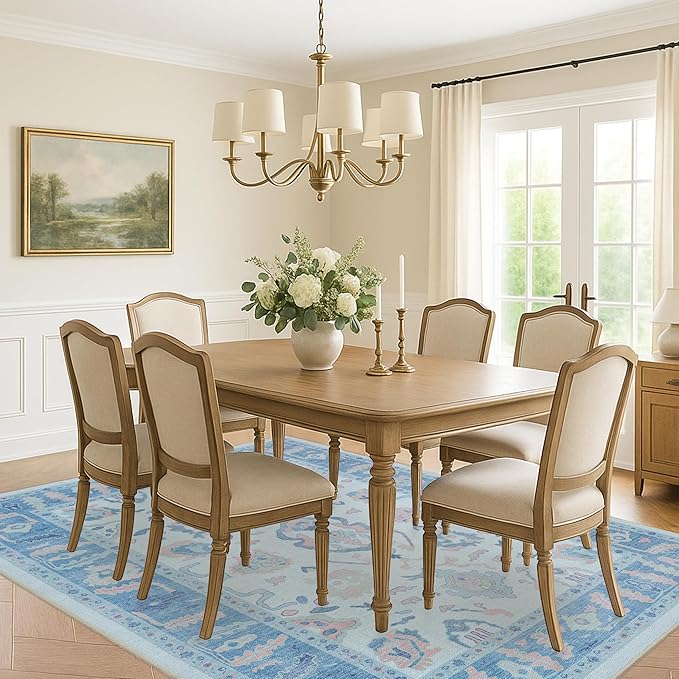 Fame Rugs Blue Modern Oushak Rug 5x7, Washable Vintage Turkish Colorful Oriental Antique Inspired Area Rugs, Luxury Living Room Bedroom (995BB, 5' x 7')