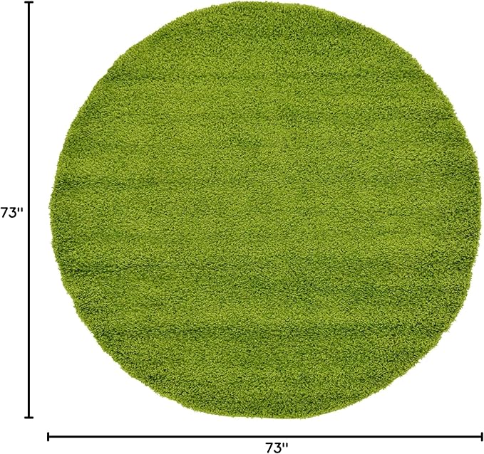 Unique Loom Solid Shag Collection Area Rug (6' 1" Round, Grass Green)