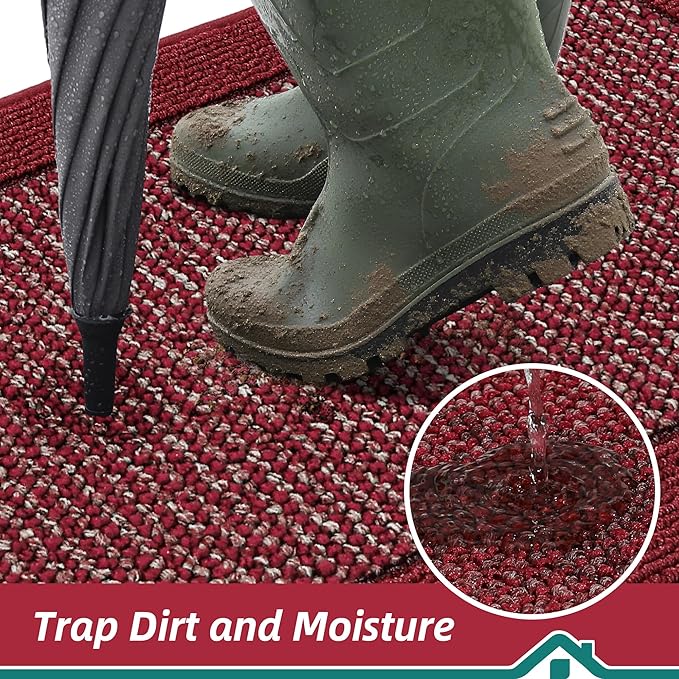 BEQHAUSE Indoor Door Mat 24" x 60", Dirt Trapper Door Mats Non-Slip Entryway Rugs Washable, Resist Dirt Absorbent Welcome Mat, Low Profile Floor Mats for Front Back Door and Entryway, Red