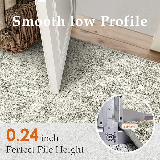 2x3 Entryway Area Rug Vintage Neutral Washable Small Carpet Indoor Non Slip Taupe Kitchen Entrance Mat Low Pile Retro Accent Distressed Throw Rug for Bathroom Bedroom Dining Living Room