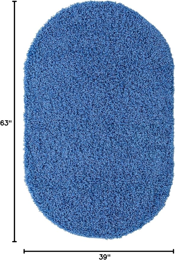 Unique Loom Solid Shag Collection Area Rug (3' 3" x 5' 3" Oval, Periwinkle Blue)