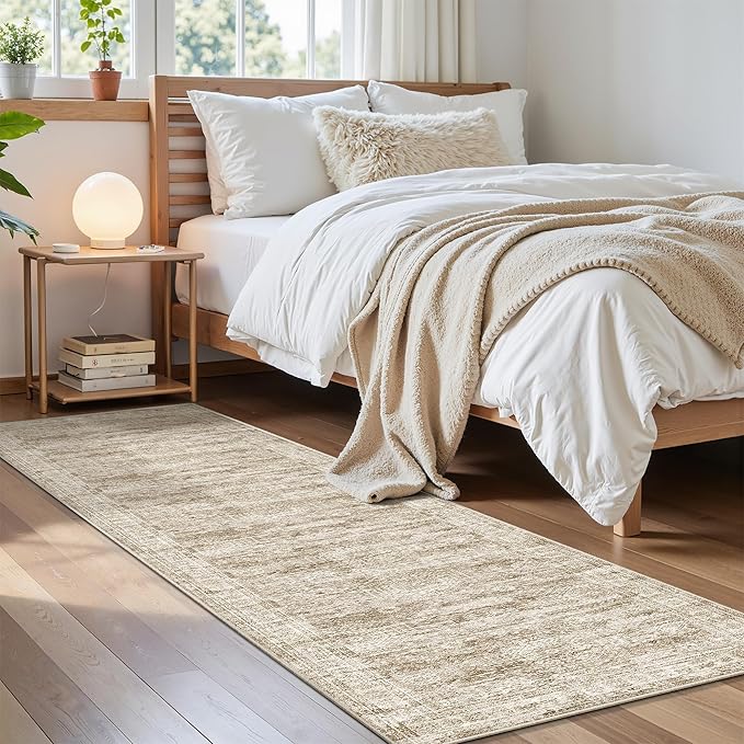 Runner Rug 2'x6' Washable Non-Slip Runner Rugs for Kitchen Bathroom Laundry Room Brown Vintage Floor Carpet Runners for Hallway Entryway