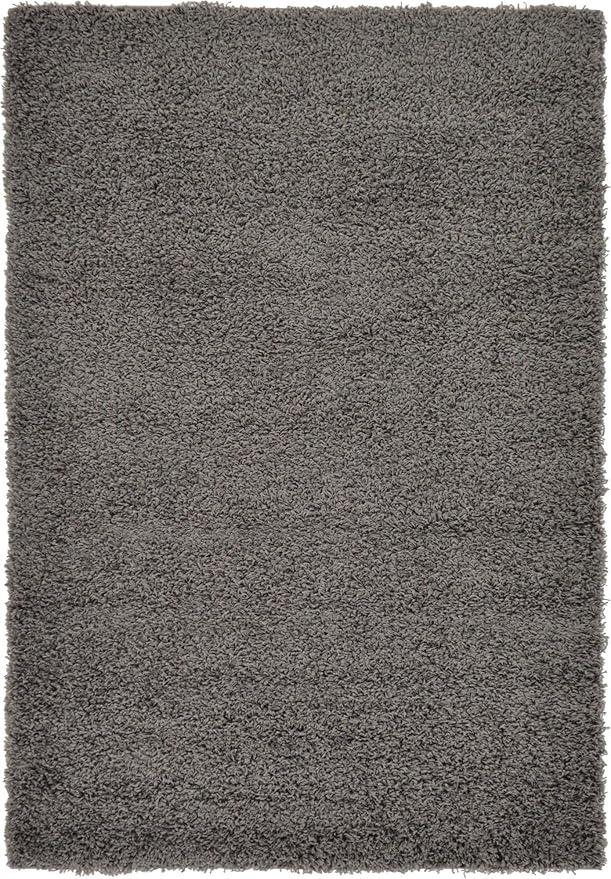 Unique Loom Solid Shag Collection Area Rug (4' 1" x 6' 1" Rectangle, Graphite Gray)