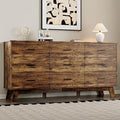 Dresser for Bedroom with 9-Drawer, 59" Wide Modern Chest of Drawers with Metal Handles, X-Shape Base & Adjustable Center Leg, Anti-Tip Closet Organizers and Storage