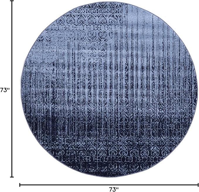 Unique Loom Del Mar Collection Area Rug - Jennifer (6' 1" Round, Blue/ Navy Blue)