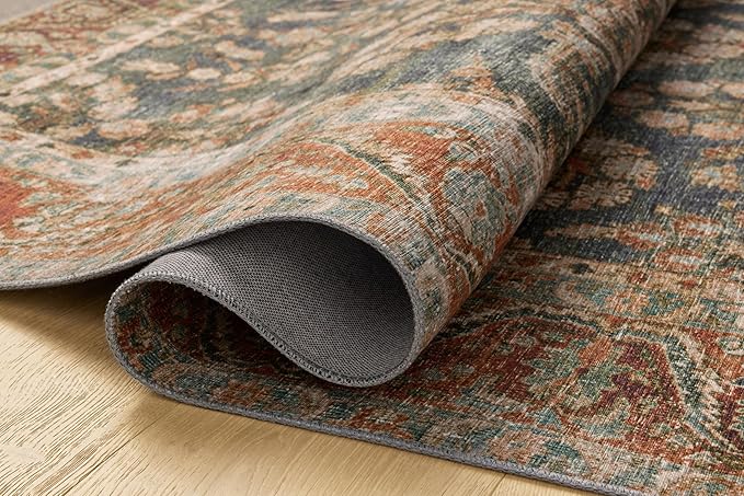 Loloi Chris Loves Julia Jules Collection JUL-10 Ocean/Spice 7'-6" x 9'-6", .13" Pile Height, Area Rug