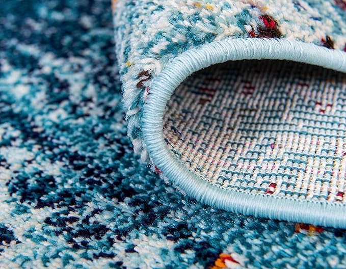 Unique Loom Solid Shag Collection Area Rug (2' 7" x 10' Runner, Deep Aqua Blue)