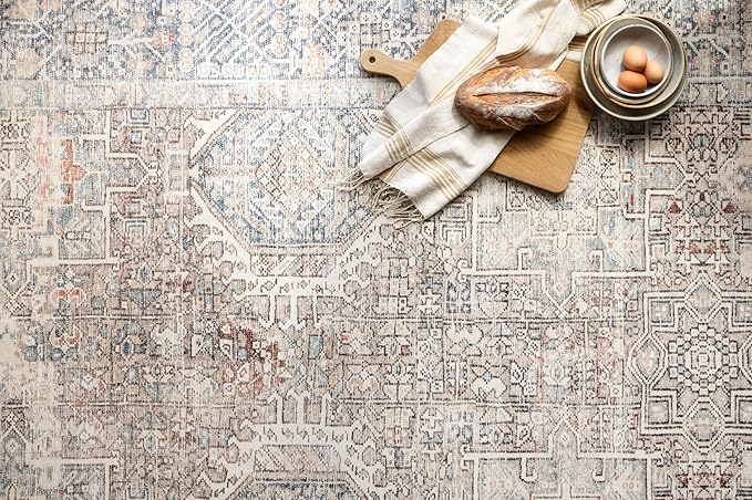 Loloi Chris Loves Julia Jules Collection JUL-07 Natural/Ocean 2'-6'' x 7'-6'', .13" Pile Height, Runner Rug