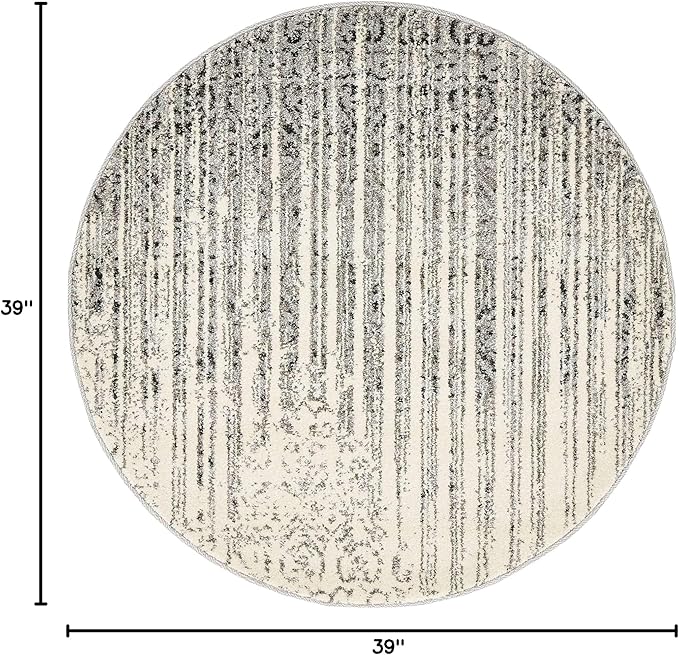 Unique Loom Del Mar Collection Area Rug - Jennifer (3' 3" Round, Gray/ Black)