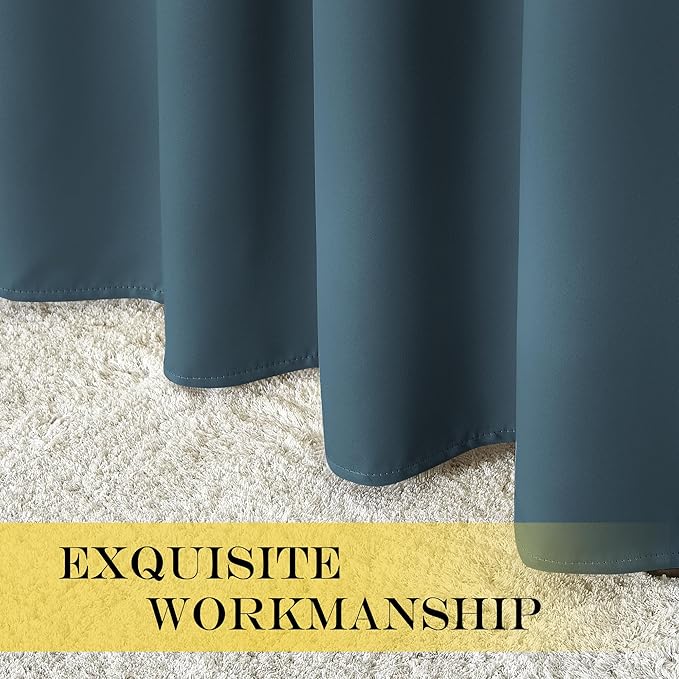 NICETOWN Blackout Doorway Curtain Drape 78 inch Long - Grommet Noise Reducing Thermal Insulated Solid Modern Window Treatments for Bedroom Closet (1 Panel, 52 x 78 Inch, Smoky Blue)