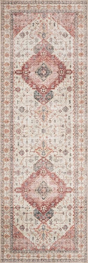Loloi Skye Collection SKY-02 Ivory/Berry 8'-0" x 8'-0" Round Area Rug