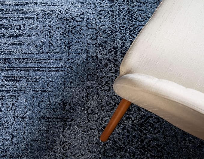 Unique Loom Del Mar Collection Area Rug - Jennifer (10' 6" x 16' 5" Rectangle, Blue/ Navy Blue)