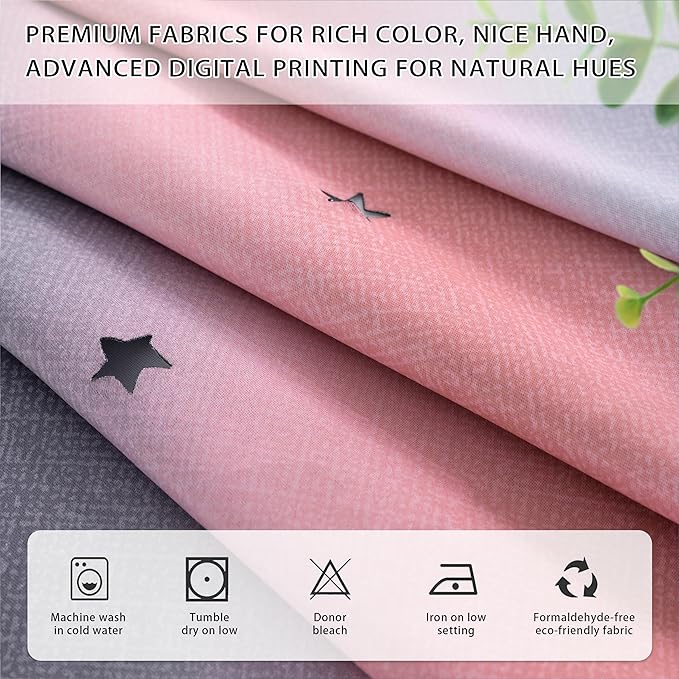 XiDi Dream Star Blackout Curtains for Kids Rooms Girl Princess Curtain for Daughter Bedroom Window (Pink Grey, W34 X L84)