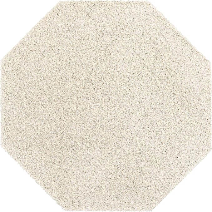 Unique Loom Solid Shag Collection Area Rug (8' Octagon, Snow White)