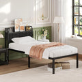16 Inch Twin XL Bed Frames with Storage Headboard, Modern Design Metal XL Twin Bed Frame No Box Spring Needed, Easy Assembly, Black