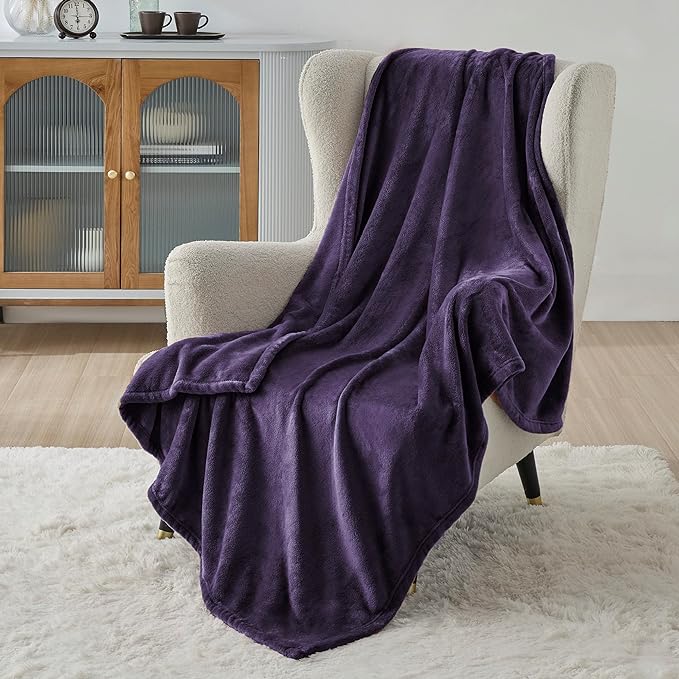 Bedsure GentleSoft Fleece Throw XL Blanket Purple - 300GSM Soft Lightweight Plush Cozy Blankets for Bed, Sofa, Couch, Travel, Camping, 50x70 inches