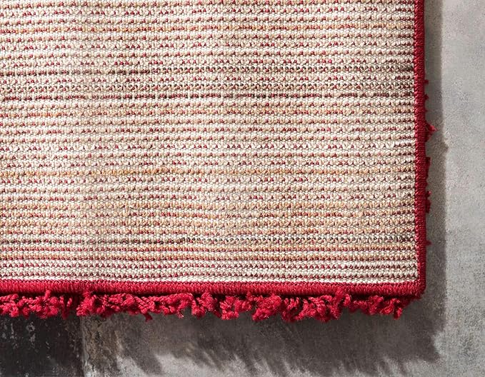 Unique Loom Solid Shag Collection Area Rug (3' 3" x 5' 3" Rectangle, Cherry Red)