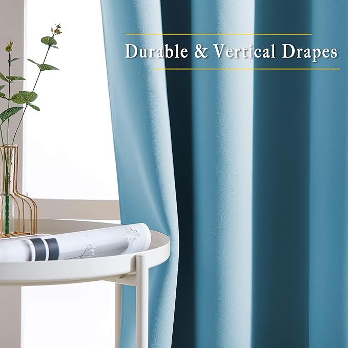 NICETOWN Teal Blue Curtains 96 inches Long, Grommet Thermal Insulated Blackout Curtains Privacy Window Treatments for Boys Room/Living Room, W46 x L96, 2 Panels