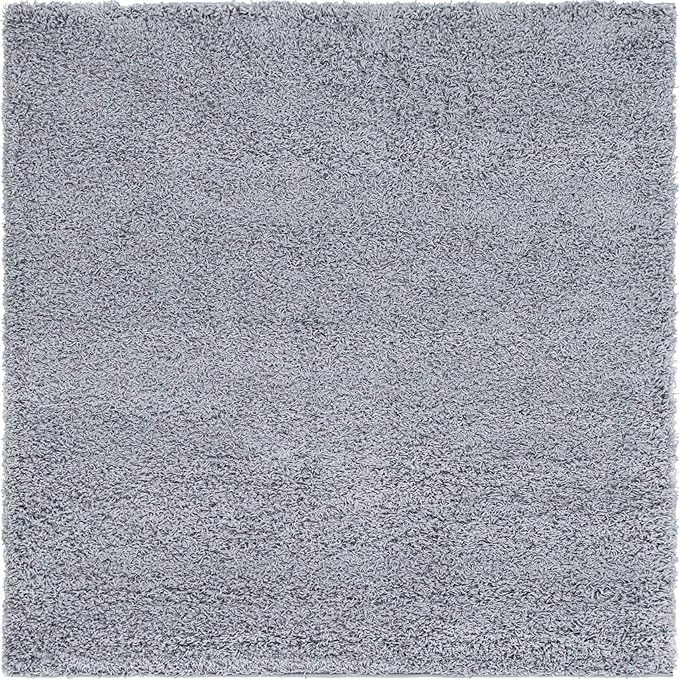 Unique Loom Solid Shag Collection Area Rug (5' 1" Square, Cloud Gray)