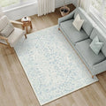 4x6 Blue Area Rug Non Slip Vintage Office Entryway Rug Distressed Machine Washable Kitchen Carpet Traditional Retro Floral Accent Throw Door Mat for Bedroom Bathroom Dining Living Room