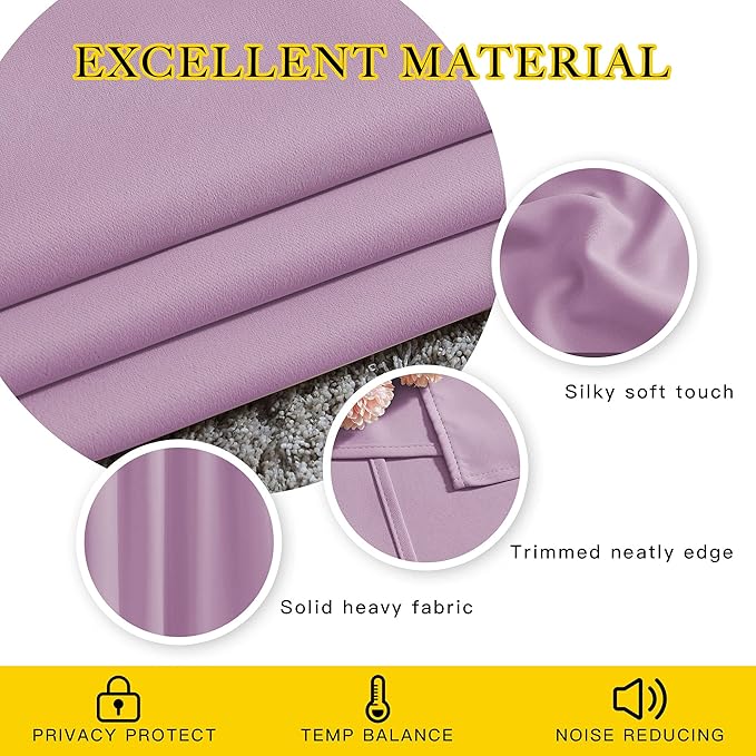 NICETOWN Room Darkening Patio Sliding Door Curtains 84 inch Length, Grommet Divider Thermal Insulated Curtain Drapes for French Door/Living Room (Lilac, W100 x L84, 1 Panel)