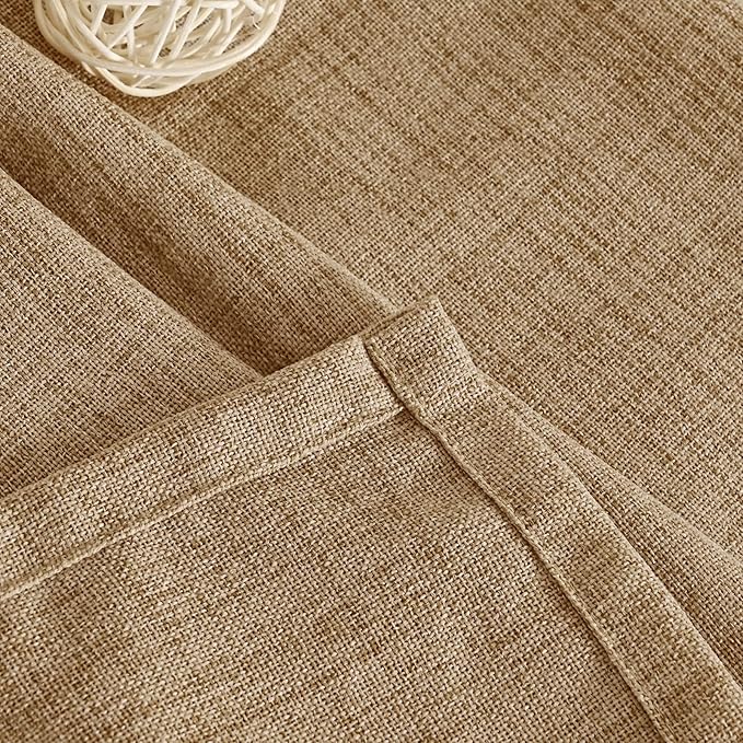 YoungsTex Burlap Toffee Curtains 68 Inch Length for Living Room, Linen Sheer Drapes Taupe Netural with Bronze Grommet Privacy for Bedroom Rustic Farmhouse, 52 x 68 Inch, 2 Panels