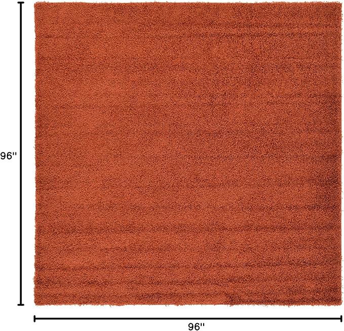 Unique Loom Solid Shag Collection Area Rug (8' Square, Terracotta)