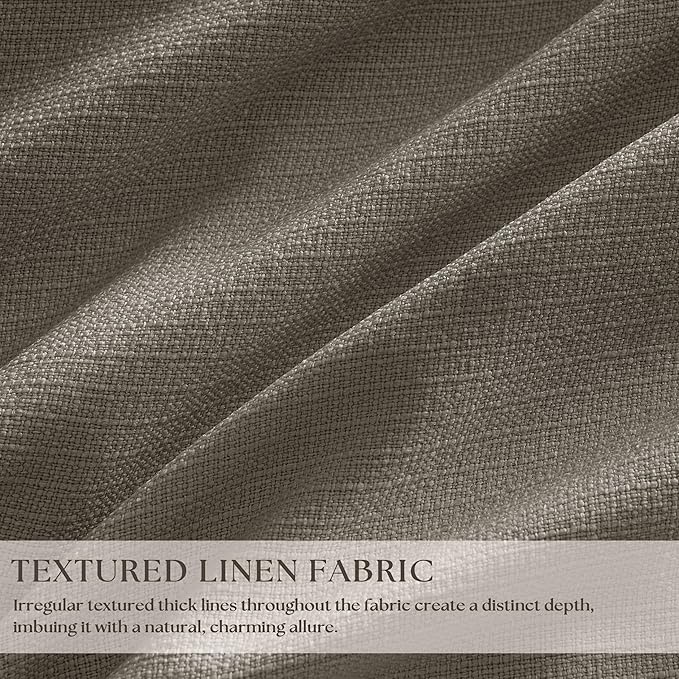 Taupe Pleated Linen Blackout Curtains 84 Inches Long for Bedroom Living Room Pinch Pleat Black Out Thermal Insulated Ring Hooks Back Tab Room Darkening Drape Brownish Gray 84 Inch Curtains with Liner