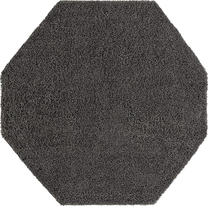 Unique Loom Solid Shag Collection Area Rug (8' Octagon, Graphite Gray)