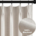 Topfinel Pinch Pleat Full Blackout Curtains & Drapes 84 Inch Length 2 Panels Set, Oatmeal Linen Room Darkening Soundproof Curtains with Hooks Rings for Bedroom Living Room Track System, Beige Ivory
