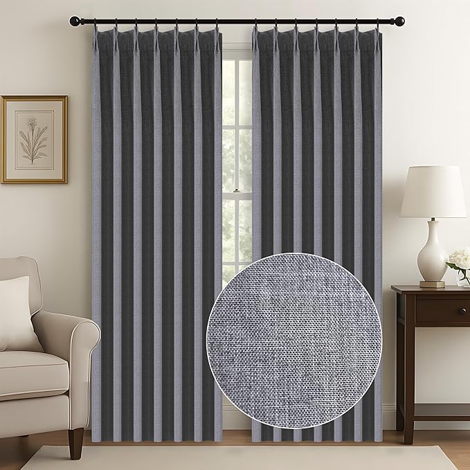 WdFour 42x84 Inch Blackout Curtains - Thermal Insulated Pinch Pleated Drapes, 100% Light Blocking, Extra Long Back Tab Panels for Bedroom & Living Room, Pack of 2 (Dark Gray)