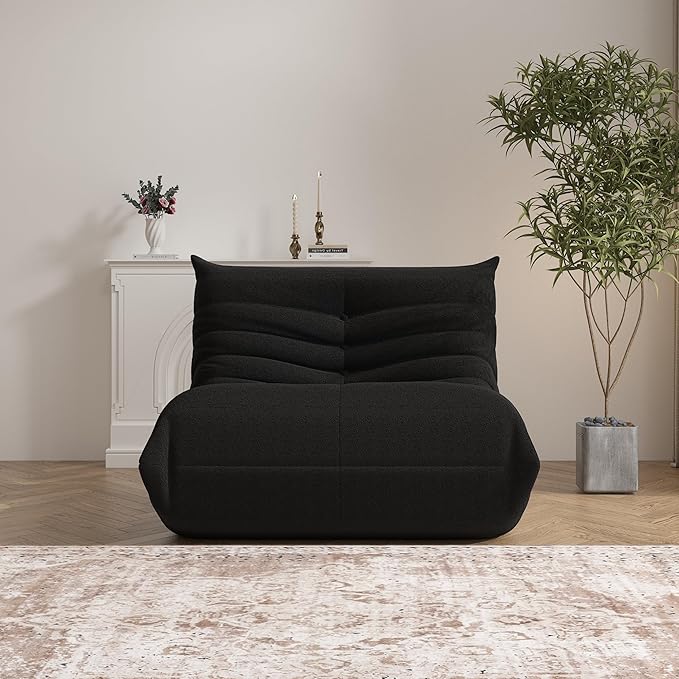 Bean Bag Chair, Memory Foam Bean Bag Sofa Large Bean Bag Chair for Adults, Bean Bag Chairs for Teens with High Density Comfortable Foam, Memory Foam Lazy Sofa for Living Room, Bedroom (Black)