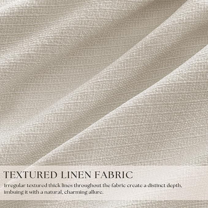 Pinch Pleated 100% Blackout Linen Curtains 96 Inch Length 2 Panels Pinch Pleat Curtains Black Out Light Blocking Room Darkening Drapes Dual Layer for Bedroom Living Room Window Cream Ivory Natural