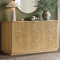 win2win 9 Drawer Dresser, Modern Dresser with Storage, 55" Wide Fluted Chest of Drawers with Faux Marble Top, Dressers TV Stand, Minimalist Drawers Organizer for Bedroom, Living Room, Hallway, Oak