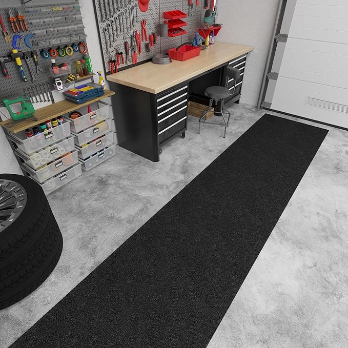 Ottomanson Commercial Scrape Rib Entry Mat – Heavy Duty Ribbed Floor Mat for High Traffic – Non Slip Rubber Back, Waterproof – Indoor Outdoor Use for Offices, Schools, Lobbies, 2'7" x 45', Black