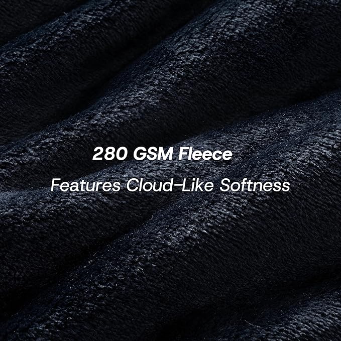 Luxury Fleece Warm Blanket, Soft Lightweight Velvety Plush Blanket for Sofa and Bed, Cozy Comfy for All Seasons(Black, 108×90 Inches)