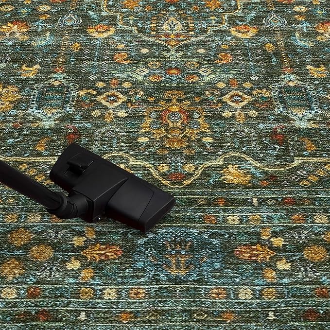 Keen Home Design 2x12 Rug - Machine Washable Runner Rug with Non-Slip Backing, Ideal for Hallway, Entryway, Kitchen, Laundry Room - Vintage, Easy Clean, Durable, Low Pile - (2'6" x 12')
